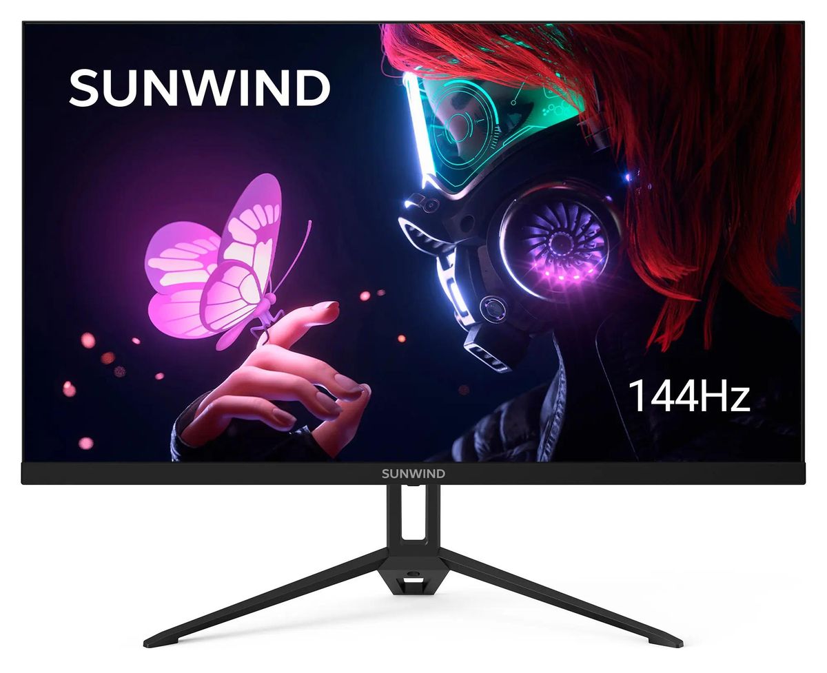 Монитор 27 Sunwind SUN-M27BA108 IPS, 1920x1080 (16:9), 280кд/м2, 144 Гц, 3 мс, 178°/178°, HDMI, DisplayPort, черный (SUN-M27BA108)