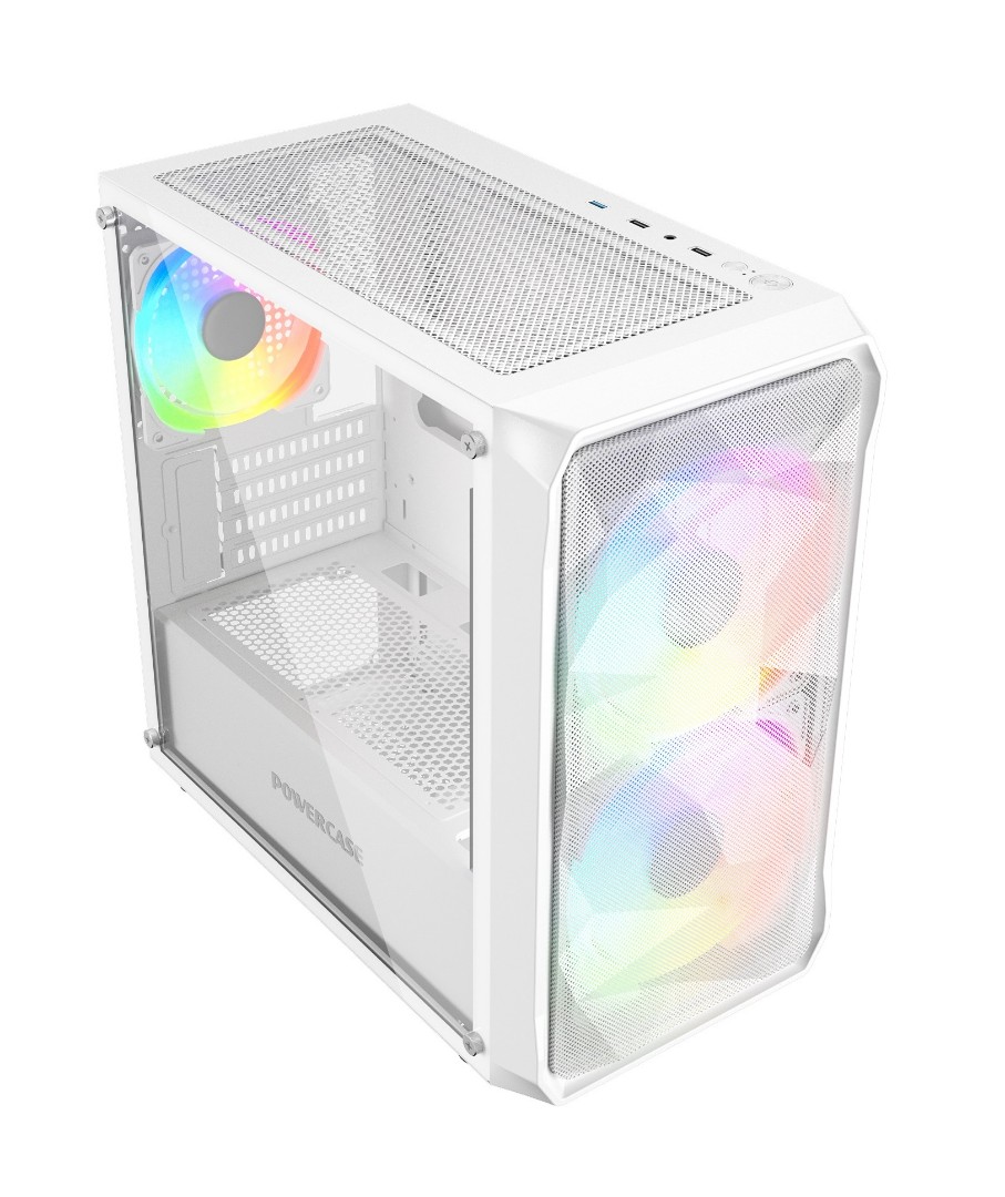 Корпус PowerCase Mistral Micro A3W ARGB, mATX, Mini-Tower, USB 3.0, RGB подсветка, белый, без БП (CMMAW-A3)