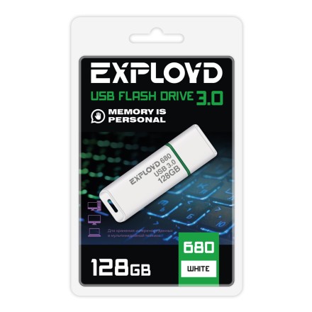 Флеш-накопители USB 3.0  E2E4 Флешка 128Gb USB 3.0 EXPLOYD 680, белый (EX-128GB-680-White)