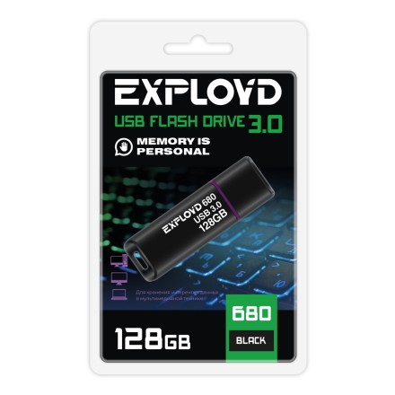 Флеш-накопители USB 3.0 Флешка 128Gb USB 3.0 EXPLOYD 680, черный (EX-128GB-680-Black)