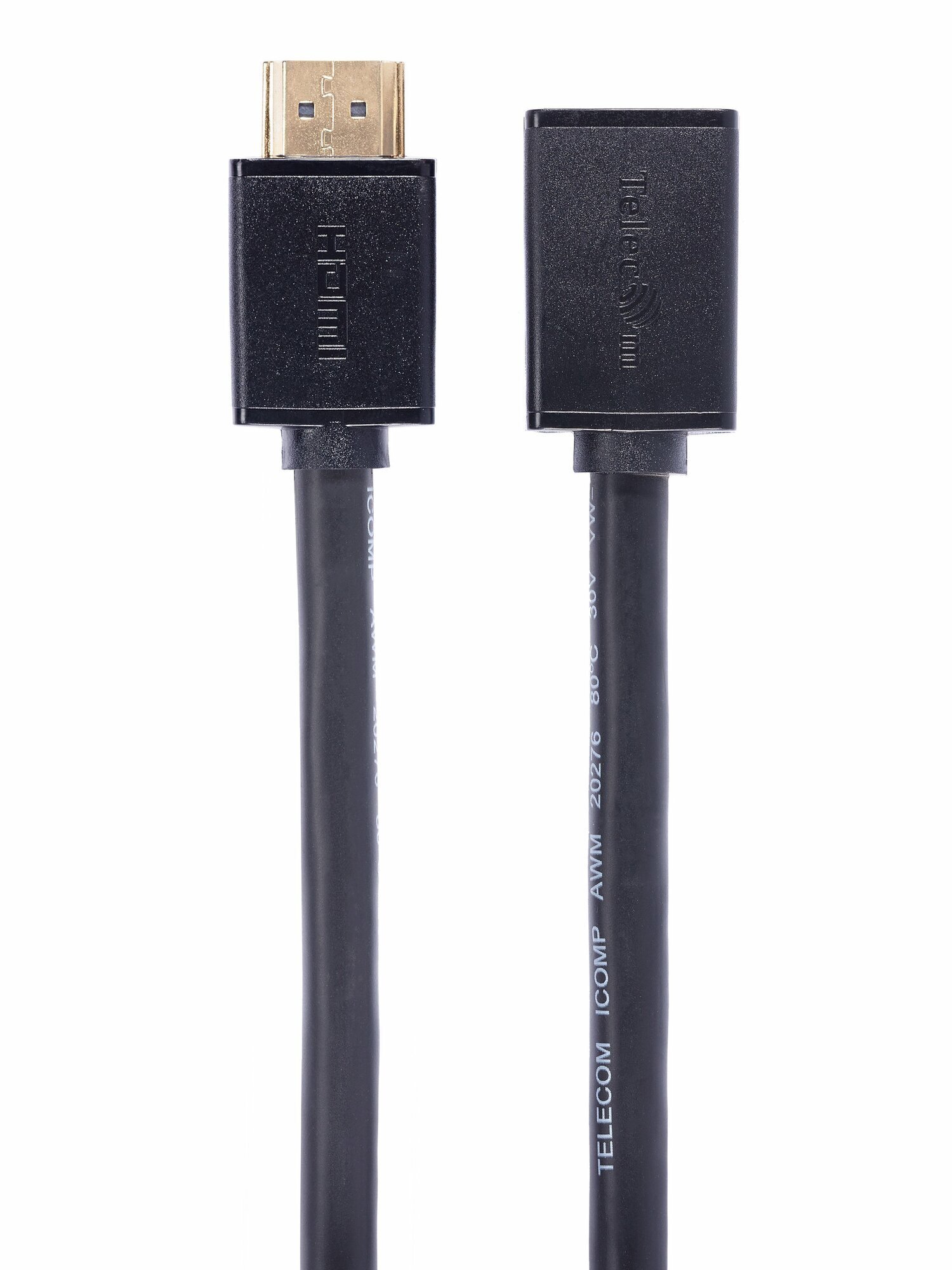 Кабель HDMI(19M)-HDMI(19F) v2.1 4K, 8K, 2 м, черный Telecom TCG257MF-2M (TCG257MF-2M)