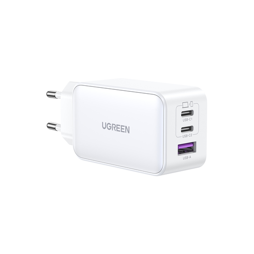 Сетевое зарядное устройство UGREEN CD244 65 Вт, USB, EU, 2xUSB type-C, Quick Charge, PD, белый (15334_)