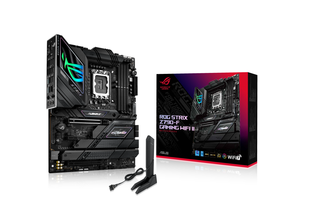 Материнская плата ASUS ROG STRIX Z790-F GAMING WIFI II, Socket1700, Intel Z790, 4xDDR5 DIMM, 2PCI-Ex16, 4SATA3, 7.1-ch, 2.5GLAN, 8 USB 3.2, 3 USB Type-C, HDMI, DP, ATX, Retail