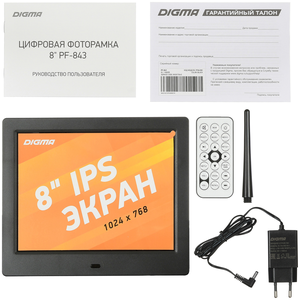 Цифровые фоторамки Цифровая фоторамка Digma PF-843 8 1024 x 768, черный