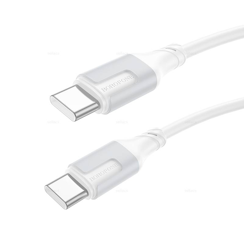 Кабель USB Type-C-USB Type-C, 3А, 60 Вт, 1 м, белый, Borofone Creator BX101