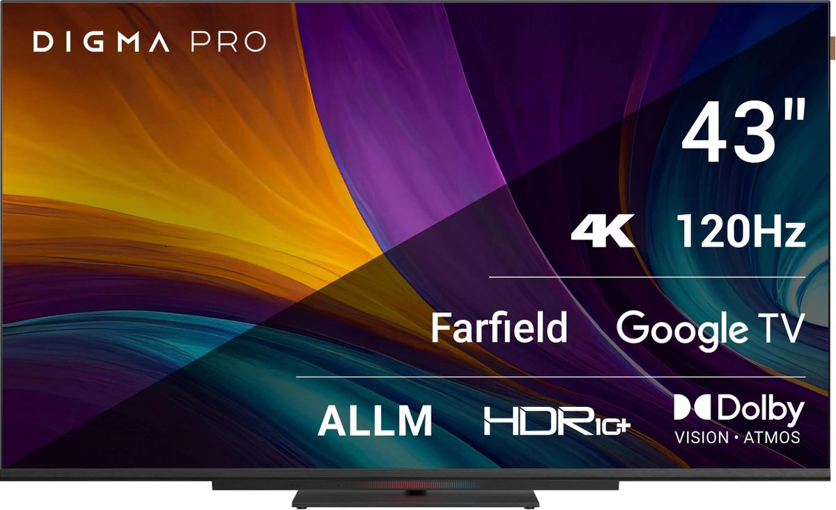 Телевизор 43 Digma Pro 43C, 3840x2160, DVB-T /T2 /C, HDMIx3, USBx2, WiFi, Smart TV, черный (43C)