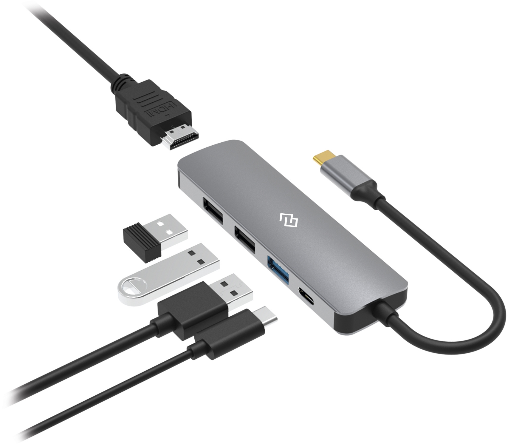   E2E4 Док-станция Digma DS-501, USB Type-C, серебристый (DS-501)