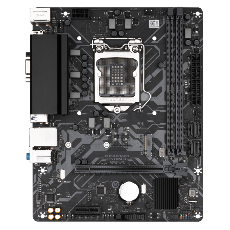 Материнская плата MaxSun Challenger H510M-R, Socket1200, Intel H510, 2xDDR4, PCI-Ex16, 4SATA3, 5.1-ch, GLAN, 4 USB 3.2, VGA, HDMI, mATX, Retail