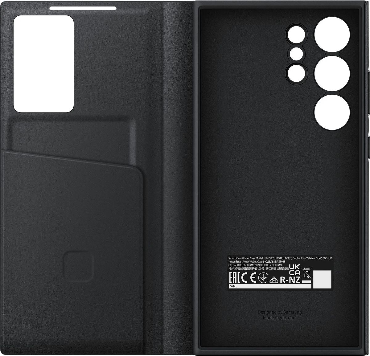 Чехлы книжки (флип) для смартфонов Чехол-книжка Samsung Smart View Wallet Case для смартфона Samsung Galaxy S24 Ultra, TPU, черный (EF-ZS928CBEGRU)