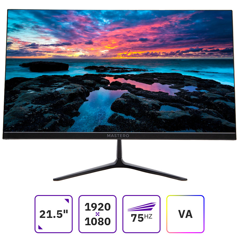  Монитор 21.5 Mastero Base SE2223H VA, 1920x1080 (16:9), 200кд/м2, 4 мс, VGA, HDMI, черный