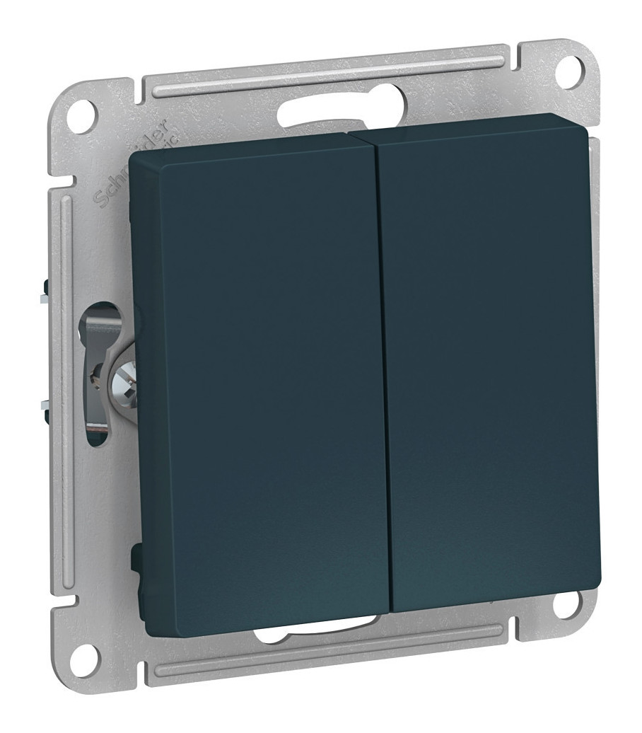 Переключатель Systeme Electric AtlasDesign, 2кл., скрытый монтаж, механизм с накладкой без рамки, изумруд (ATN000865)