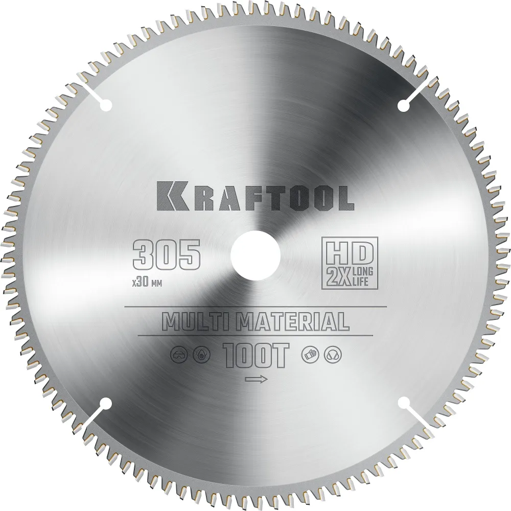 Пильный диск Kraftool Multi Material, ⌀305 мм x 30 мм по алюминию, идеальный рез, 100T, 1 шт. (36953-305-30)