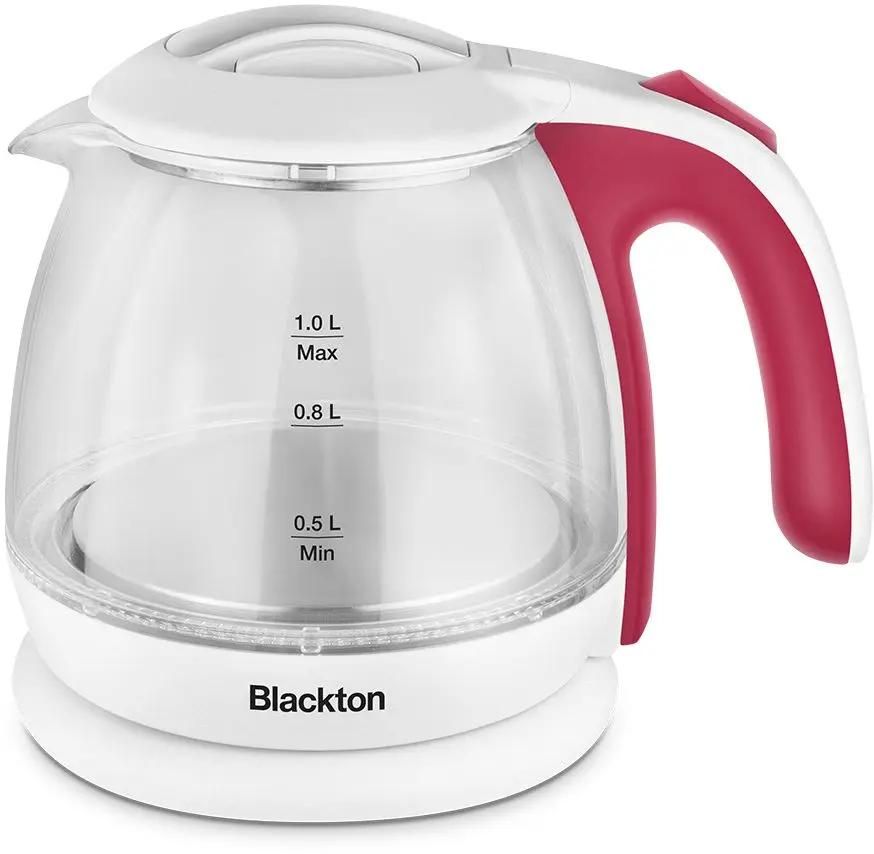   E2E4 Чайник электрический Blackton Bt KT1801G 1л. 1.5 кВт, стекло/пластик, белый/розовый