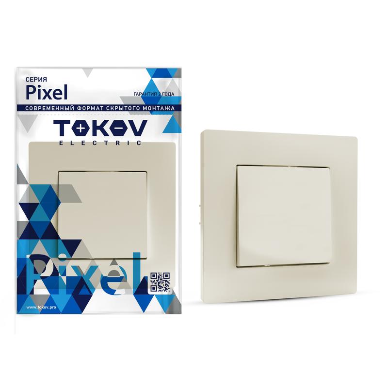 Выключатель Tokov Electric Pixel TKE-PX-V1F-C02, 1кл., скрытый монтаж, в сборе, бежевый (TKE-PX-V1F-C02)