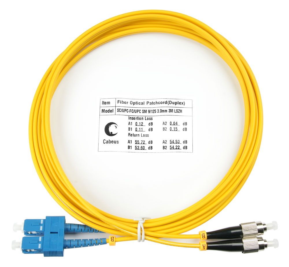 Патч-корд оптический Cabeus FOP(d)-9-SC-FC-3m, SC/UPC-FC/UPC, одномодовый, 9/125, OS2, двойной, 3 м, LSZH, желтый (FOP(d)-9-SC-FC-3m)