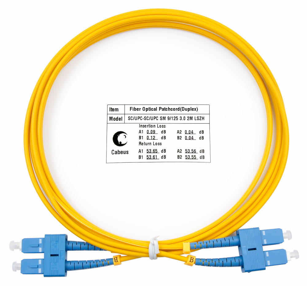 Патч-корд оптический Cabeus FOP(d)-9-SC-SC-2m, SC/UPC-SC/UPC, одномодовый, 9/125, OS2, двойной, 2 м, LSZH, желтый (FOP(d)-9-SC-SC-2m)