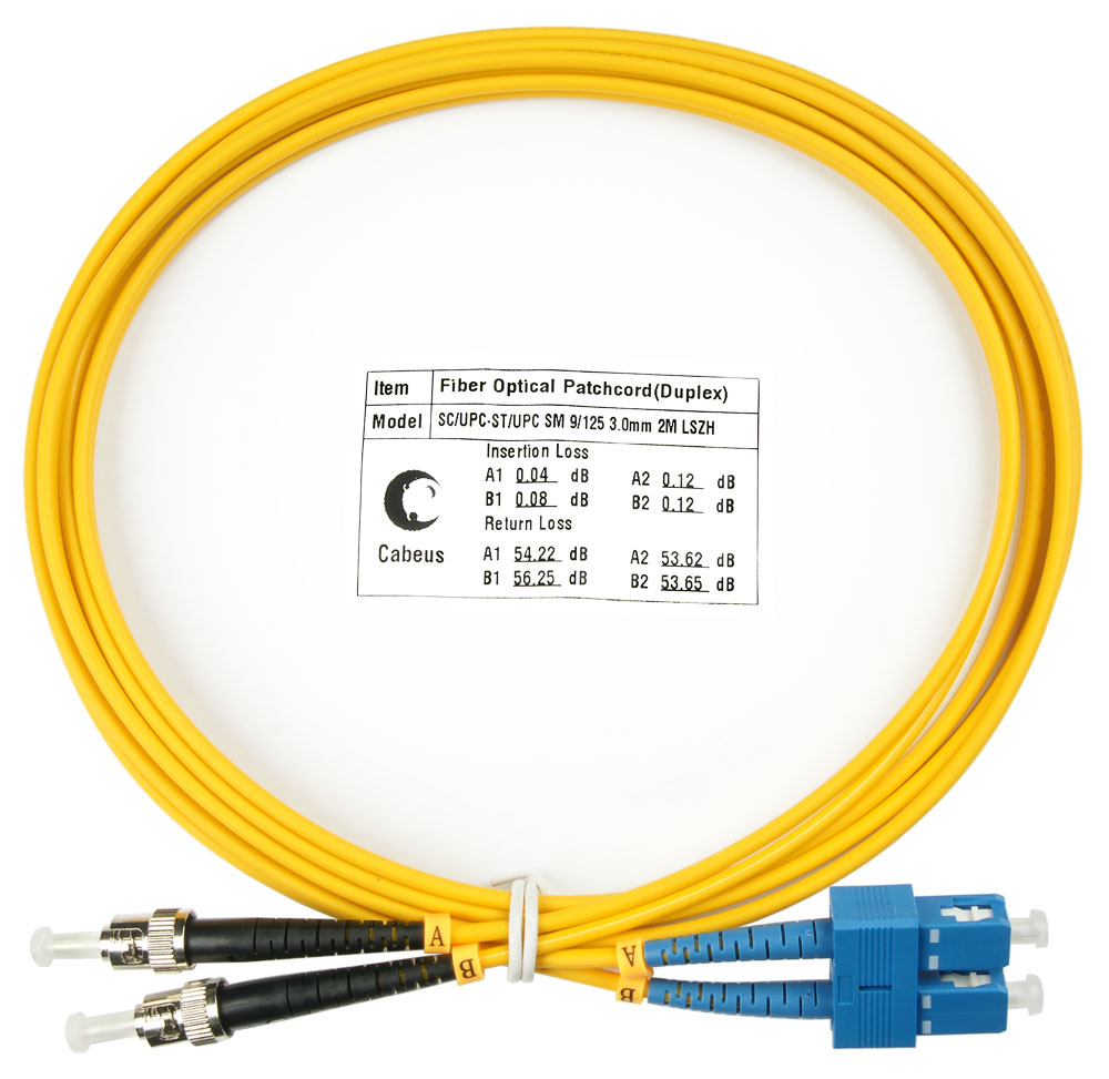 Патч-корд оптический Cabeus FOP(d)-9-SC-ST-2m, SC/UPC-ST/UPC, одномодовый, 9/125, OS2, двойной, 7 м, LSZH, желтый (FOP(d)-9-SC-ST-2m)