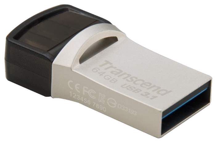 Флеш-накопители USB 3.1  E2E4 Флешка 64Gb USB 3.1/USB Type-C Transcend JetFlash 890S, черный/серый (TS64GJF890S)