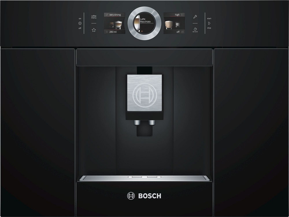   E2E4 Кофемашина автоматическая Bosch Serie 8 CTL636EB6, зерновой / молотый, 2.4 л, автоматический капучинатор, керамические жернова, дисплей, управление со смартфона, черный, 1.6 кВт (CTL636EB6)