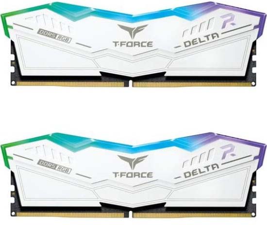 Комплект памяти DDR5 DIMM 48Gb (2x24Gb), 8200MHz, CL38, 1.45V, Team Group, T-Force Delta RGB White (TG_FF4D548G8200HC38EDC01) Retail