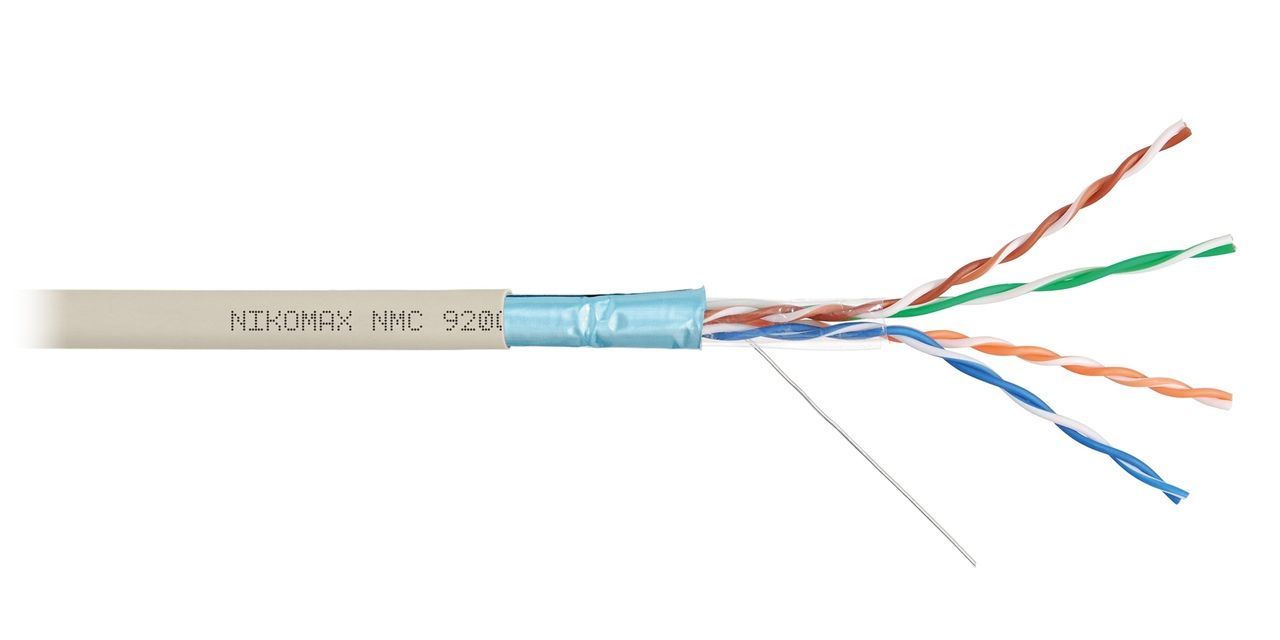 Витая пара FTP кат.5e, 4 пары, CU, 0.52 мм, 305, внутренний, одножильный, нг(A)-LSLTx, светло-серый, NIKOMAX (NMC 9200L-IY)