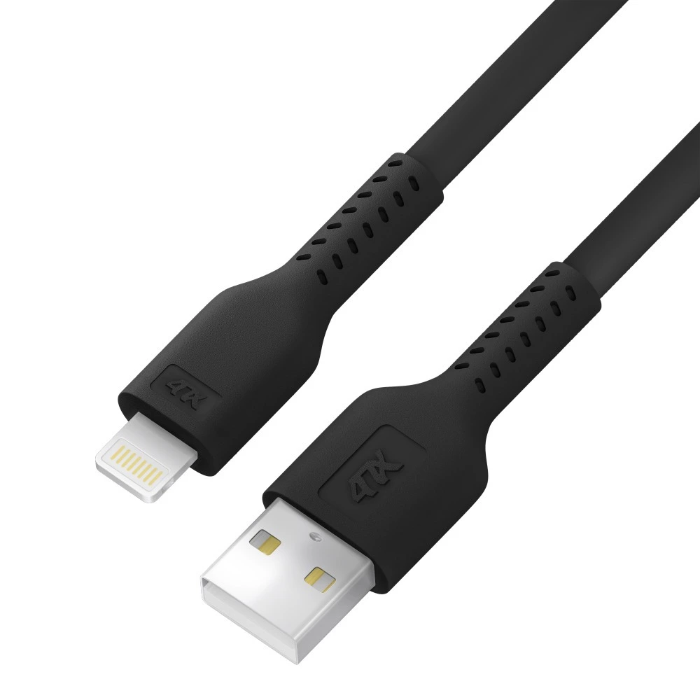 Кабель USB-Lightning 8-pin, MFi, 50 см, черный, 4PH (4PH-R90139)