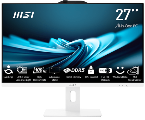 Моноблок MSI Pro AP272P 14M 27 1920x1080, Intel Core i5-14400 2.5 ГГц, 8Gb RAM, 512Gb SSD, WiFi, BT, Cam, без ОС, белый, клавиатура, мышь (9S6-AF8322-665)