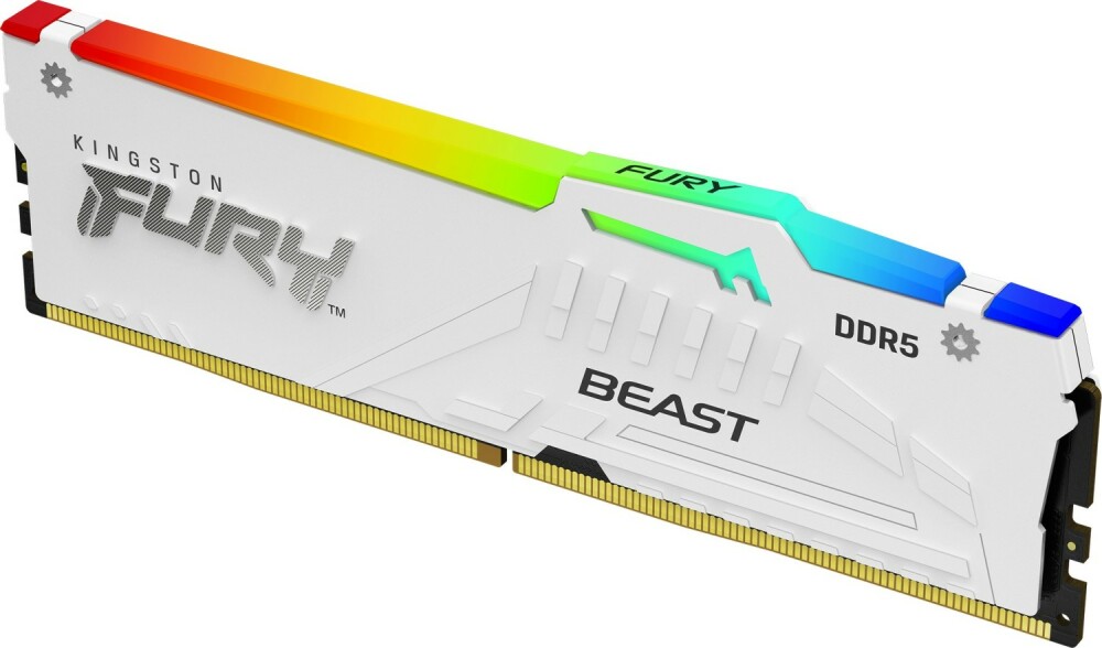 Память DDR5 DIMM 16Gb, 6000MHz, CL40, 1.35V, Kingston, FURY Beast White RGB (KF560C40BWA-16) Retail