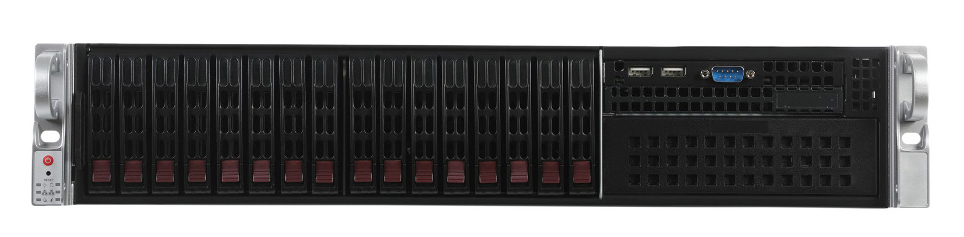 Сервер iRU Rock S2216P, 2xIntel Xeon Gold 6126, 8x32Gb RAM, 2x480Gb SATA SSD, 16x2.5 HS, noDVD, 2xGLAN, IPMI, 2x1200 Вт, 2U