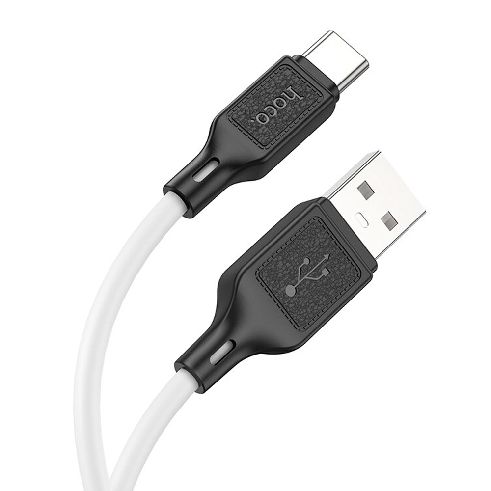 Кабель USB Type-C-USB Type-C, 1 м, белый/черный, HOCO X90 Silicone