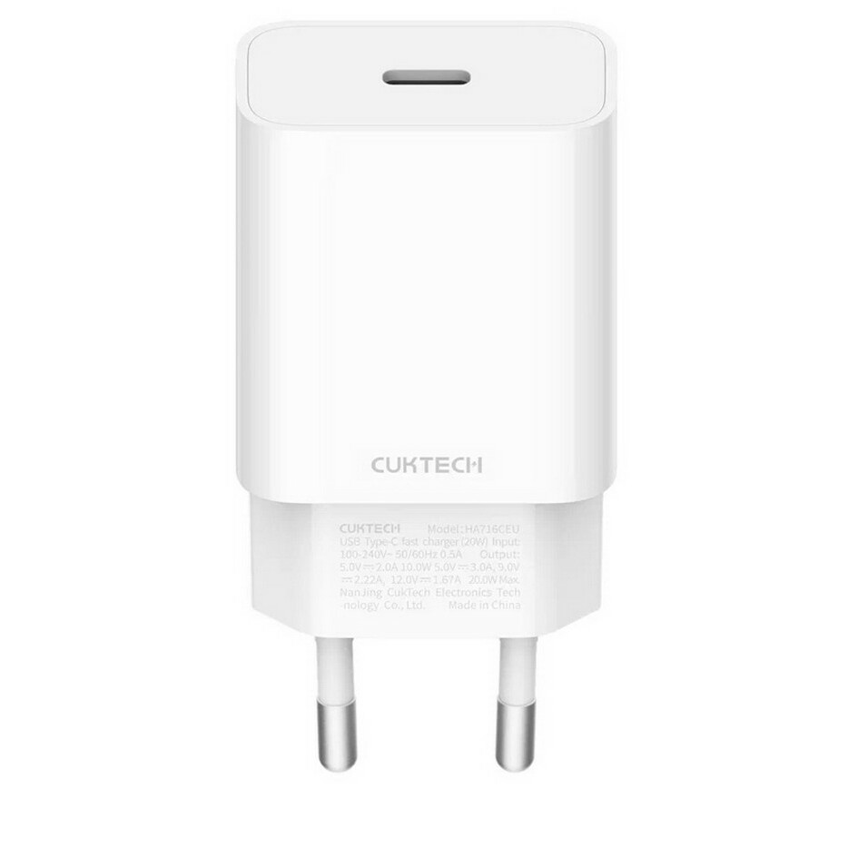   E2E4 Сетевое зарядное устройство CUKTECH 20 Вт, EU, USB type-C, Quick Charge, PD, белый (HA716C EU)