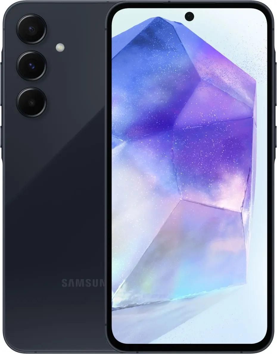 Смартфон Samsung Galaxy A55 5G, 6.6 2340x1080 Super AMOLED, Samsung Exynos 1480, 8Gb RAM, 128Gb, 3G/4G/5G, NFC, Wi-Fi, BT, 3xCam, 2-Sim, 5000 мА⋅ч, USB Type-C, Android 14, темно-синий (SM-A556EZKACAU)