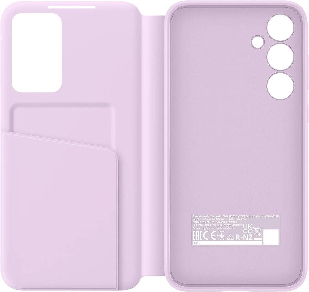   E2E4 Чехол-книжка Samsung Smart View Wallet Case для смартфона Samsung Galaxy A35, термопластичный полиуретан (TPU), лаванда (EF-ZA356CVEGRU)