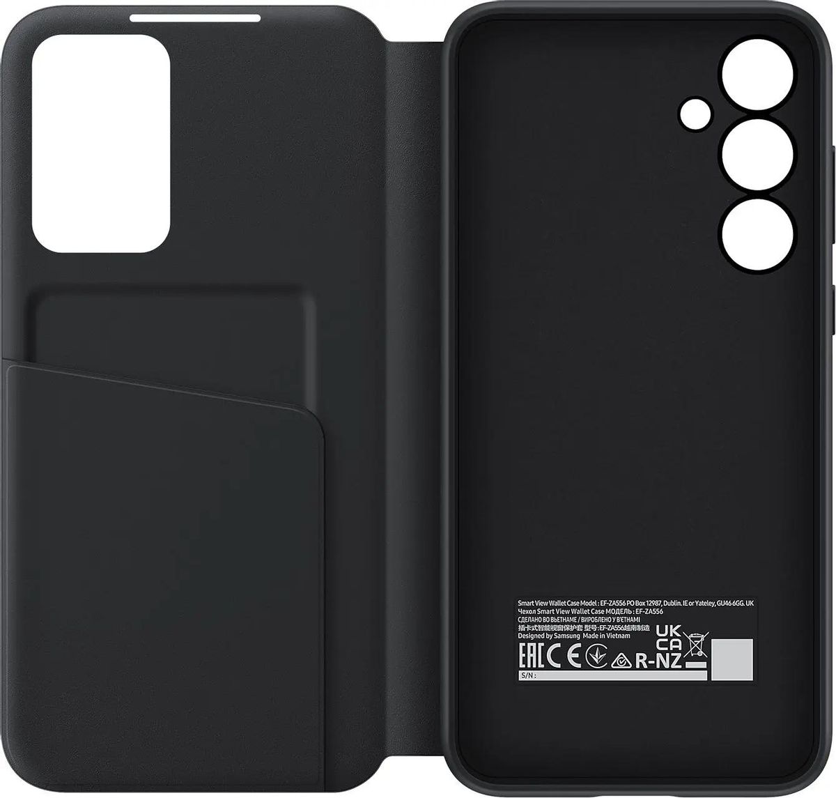   E2E4 Чехол-книжка Samsung Smart View Wallet Case для смартфона Samsung Galaxy A55, термопластичный полиуретан (TPU), черный (EF-ZA556CBEGRU)