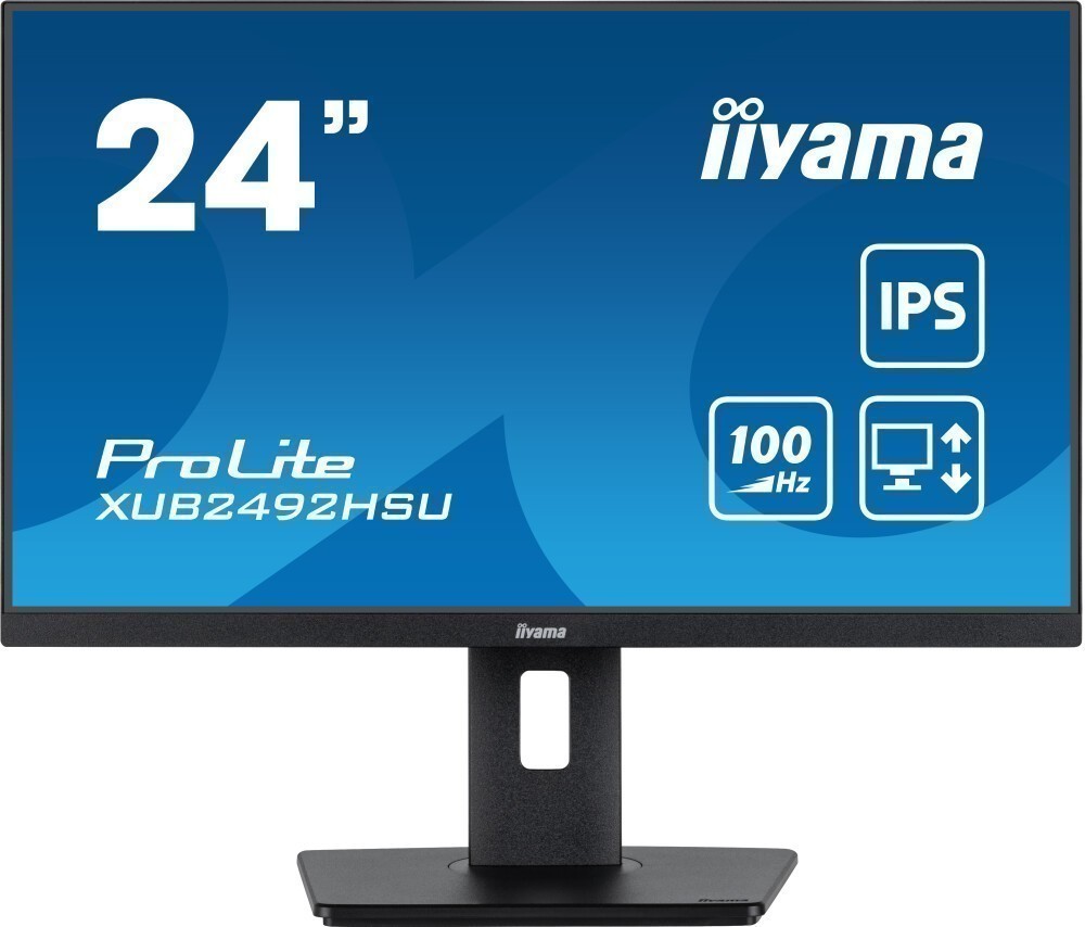 Монитор 23.8 Iiyama ProLite XUB2492HSU-B6 IPS, 1920x1080 (16:9), 250кд/м2, 100 Гц, 0.4 мс, 178°/178°, HDMI, DisplayPort, USB-Hub, черный (XUB2492HSU-B6)