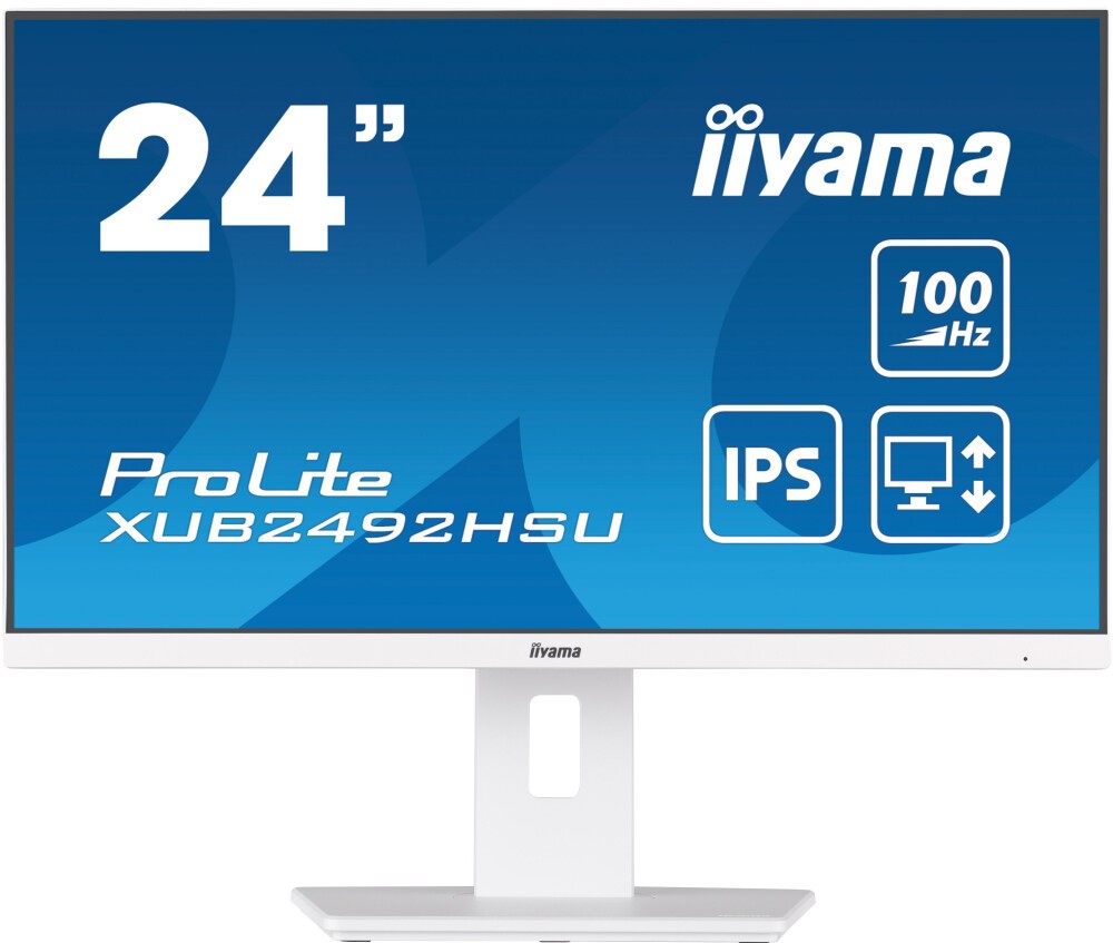 Монитор 23.8 Iiyama ProLite XUB2492HSU-W6 IPS, 1920x1080 (16:9), 250кд/м2, 100 Гц, 0.4 мс, 178°/178°, HDMI, DisplayPort, USB-Hub, белый (XUB2492HSU-W6)