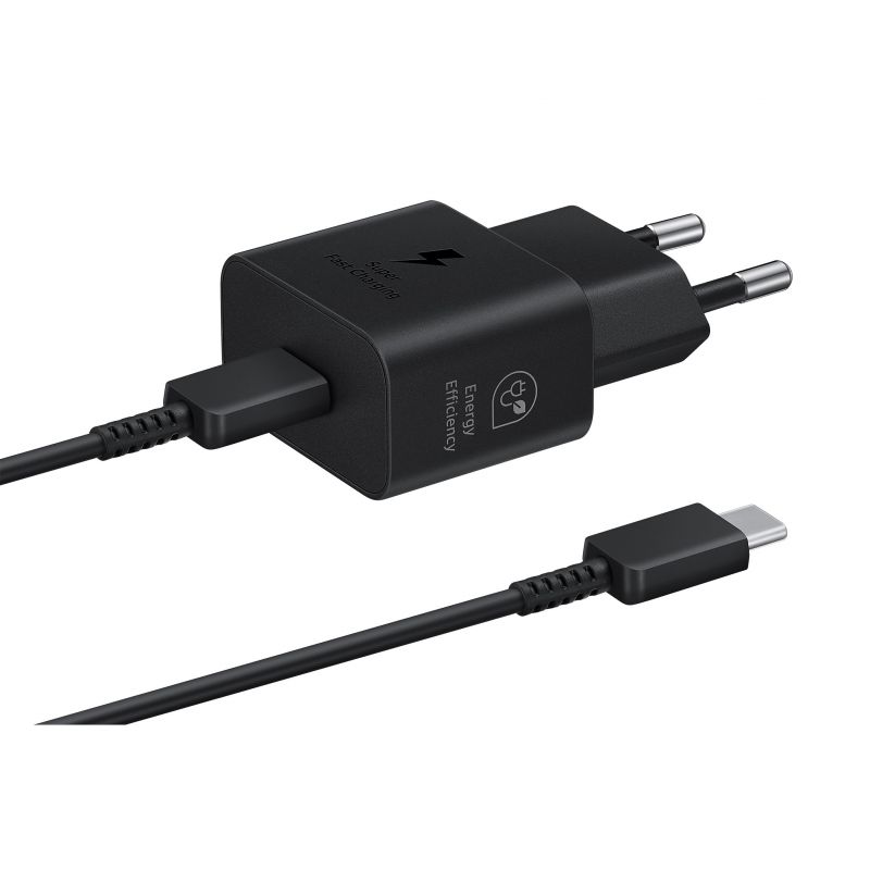   E2E4 Сетевое зарядное устройство Samsung EP-T2510 25 Вт, EU, USB type-C, Quick Charge, PD, черный (EP-T2510XBEGWW), кабель USB Type C