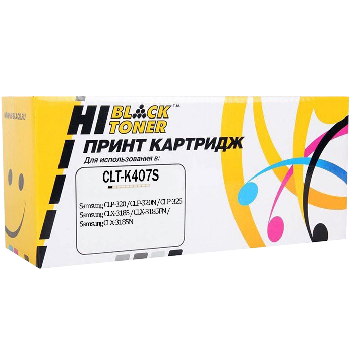 Картридж лазерный Hi-Black HB-CLT-K407S (CLT-K407S), черный, 1500 страниц, совместимый, для Samsung CLP-320 / CLP-320N / CLP-325 / CLX-3185 / CLX-3185FN / CLX-3185N, с чипом