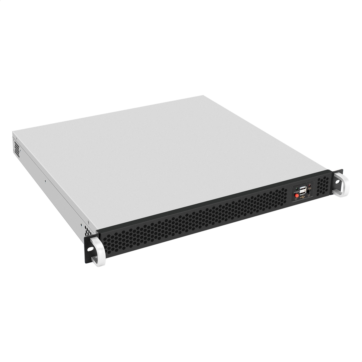   E2E4 Корпус Exegate Pro 1U430-02, ATX, 1U RM, 1x300 Вт, черный/серебристый (EX297127RUS)