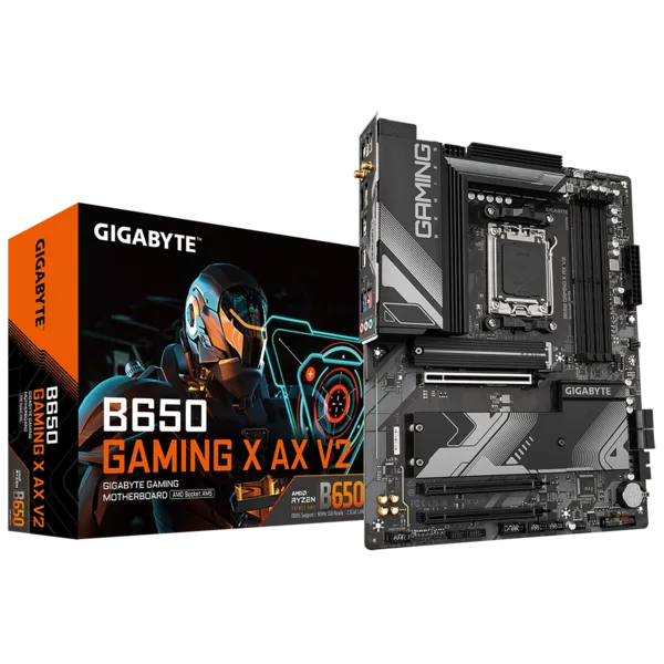 Socket AM5  E2E4 Материнская плата GIGABYTE B650 GAMING X AX V2, AM5, AMD B650, 4xDDR5 DIMM, 3PCI-Ex16, 4SATA3, 7.1-ch, 2.5GLAN, 6 USB 3.2, 2 USB Type-C, HDMI, DP, ATX, Retail