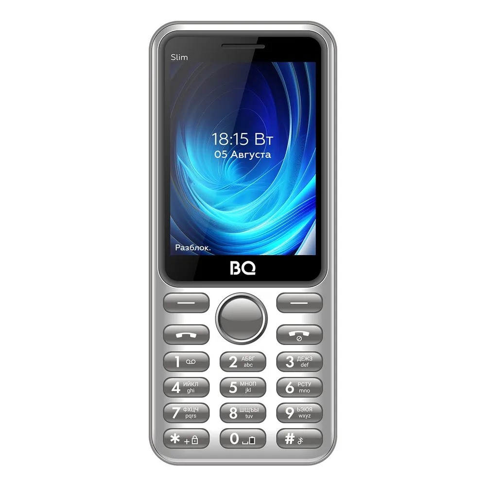 Мобильный телефон BQ Slim, 2.8 320x240 TFT, 32Mb RAM, 32Mb, BT, 1xCam, 2-Sim, 1000 мА·ч, USB Type-C, серый (2833)
