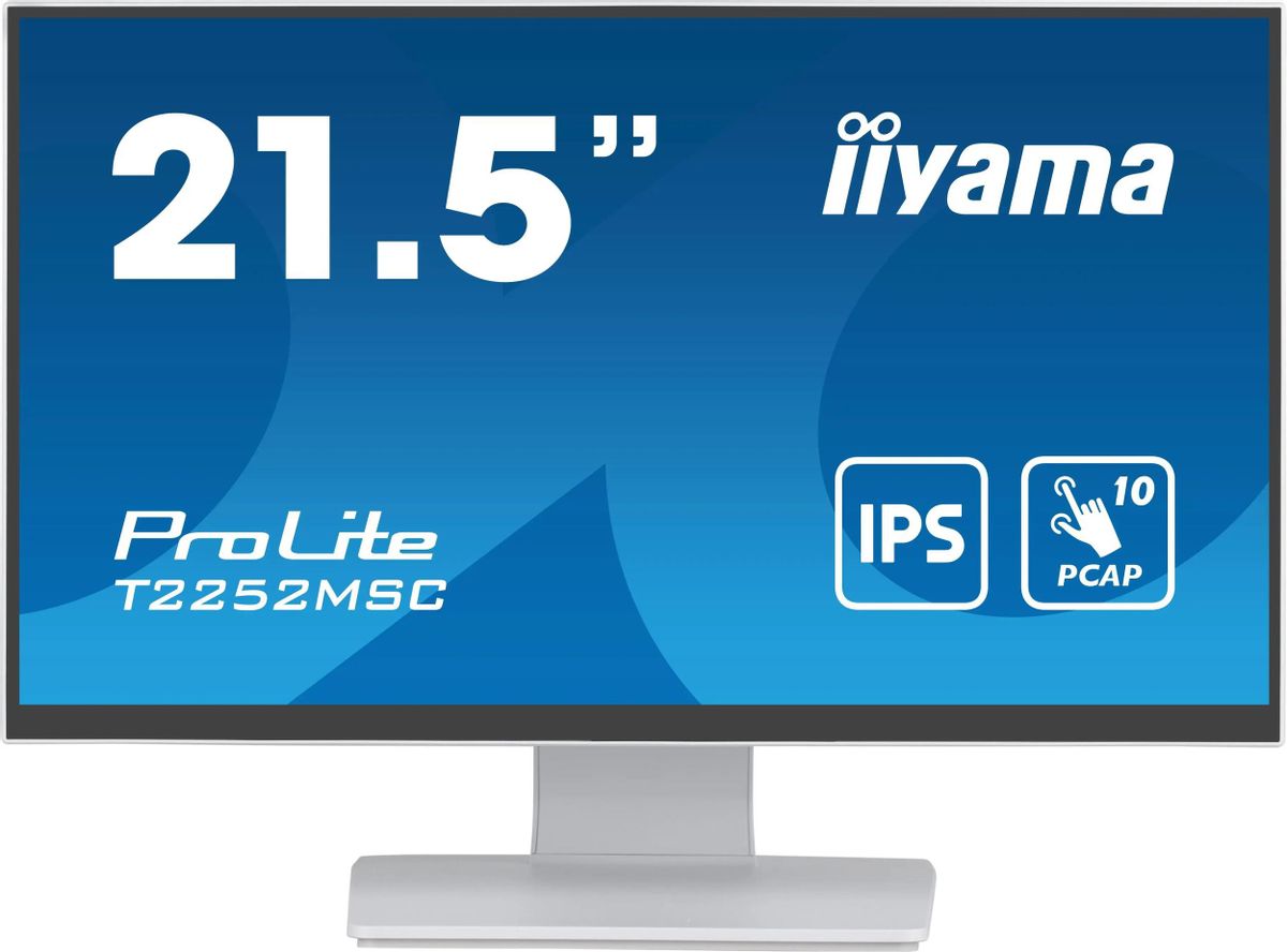 Монитор 21.5 Iiyama ProLite T2252MSC-W2 IPS, сенсорный, 1920x1080 (16:9), 250кд/м2, 5 мс, 178°/178°, HDMI, DisplayPort, USB-Hub, белый (T2252MSC-W2)