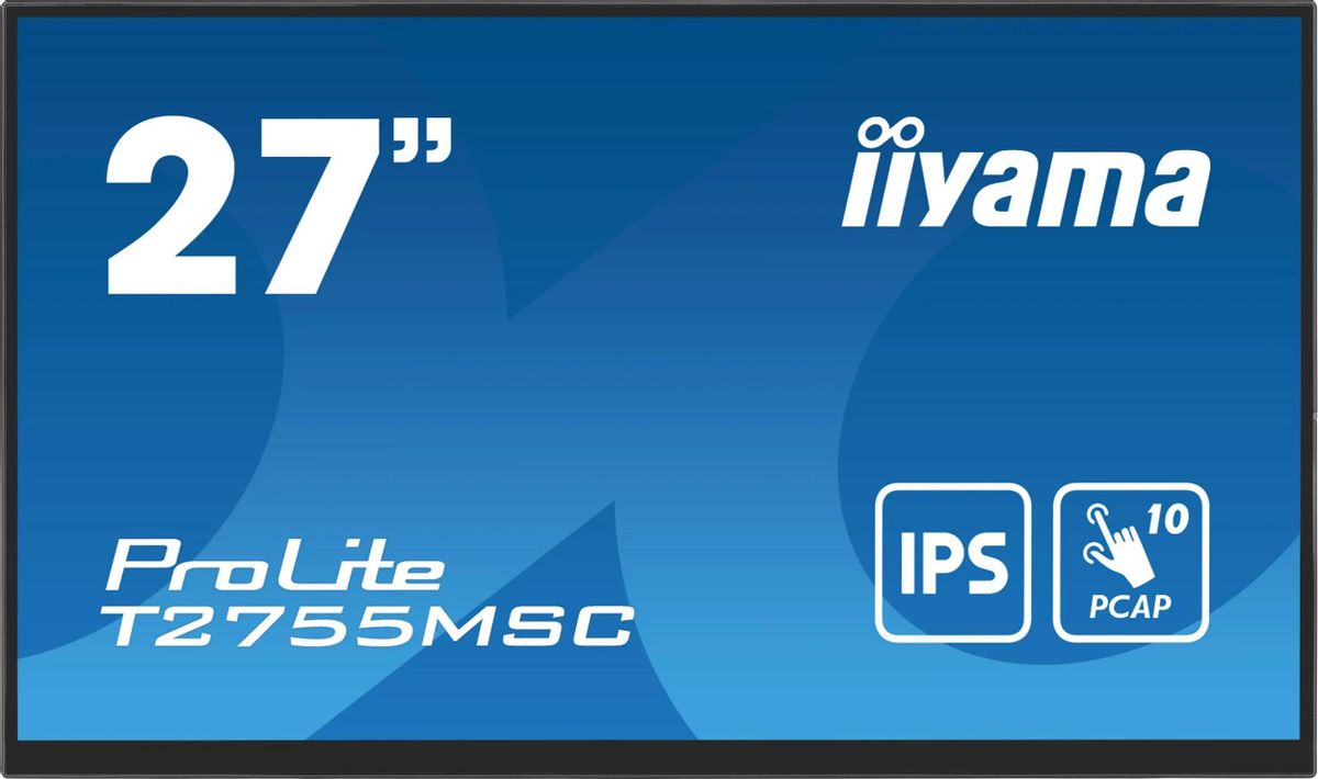 Монитор 27 Iiyama ProLite T2755MSC-B1 IPS, сенсорный, 1920x1080 (16:9), 400кд/м2, 5 мс, 178°/178°, HDMI, DisplayPort, USB-Hub, черный (T2755MSC-B1)