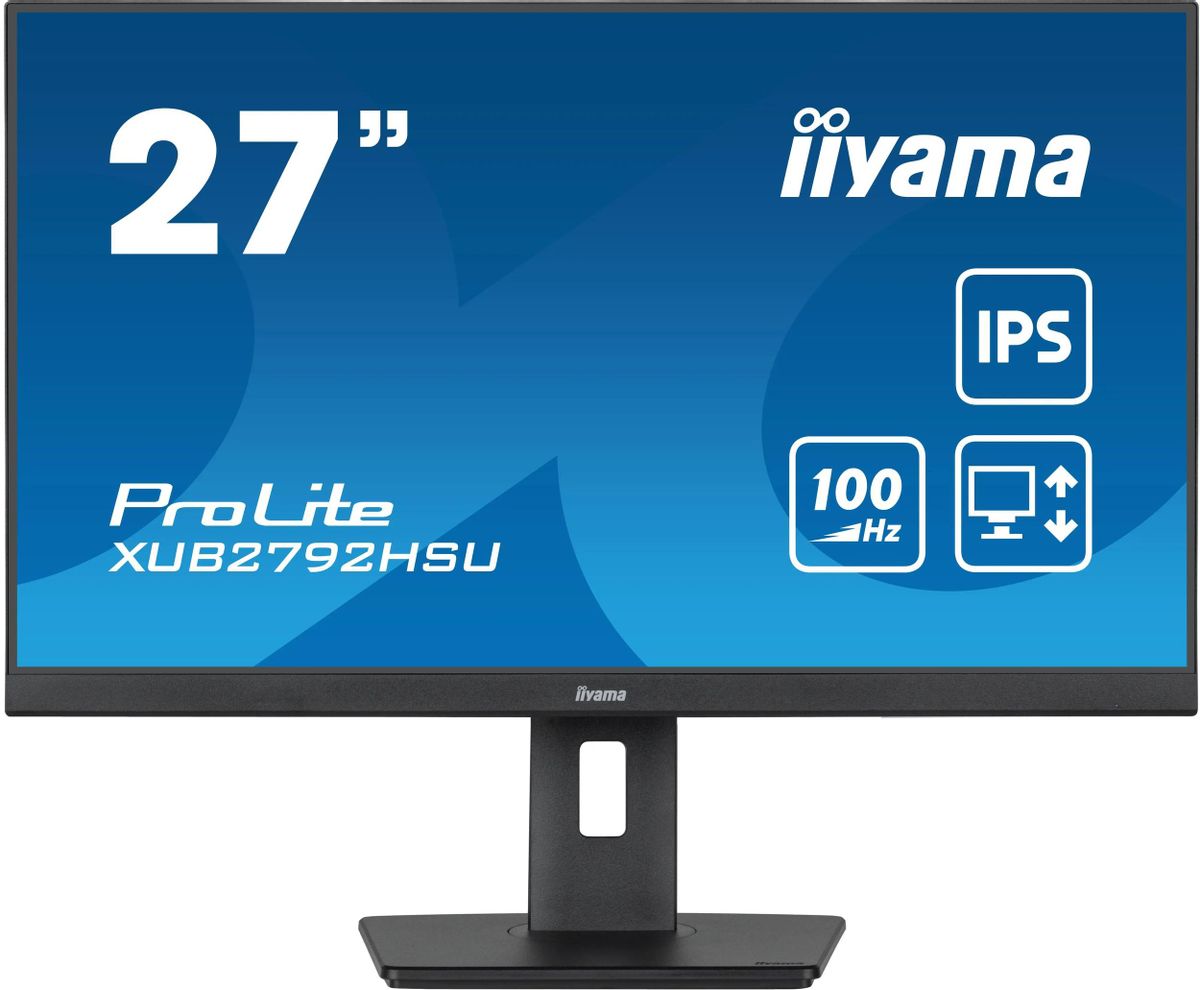 Монитор 27 Iiyama ProLite XUB2792HSU-B6 IPS, 1920x1080 (16:9), 250кд/м2, 100 Гц, 4 мс, 178°/178°, HDMI, DisplayPort, USB-Hub, черный (XUB2792HSU-B6)