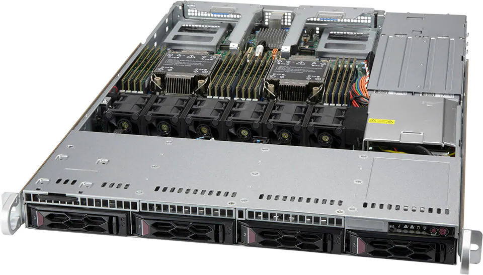 Серверная платформа SuperMicro SYS-610C-TR, 2xSocket4189, 16xDDR4, 4x3.5 HDD HS, 2xM.2-PCI-E, No LAN, IPMI, Redundant 2x860 Вт, 1U (SYS-610C-TR)