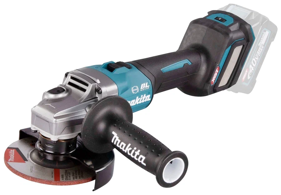 УШМ (болгарка) Makita GA023GZ, аккумуляторная, 12.5 см, 8500 об/мин, Li-Ion, 40 В, регулировка частоты вращения, 3 кг (GA023GZ), поставляется без аккумуляторов и зарядного устройства