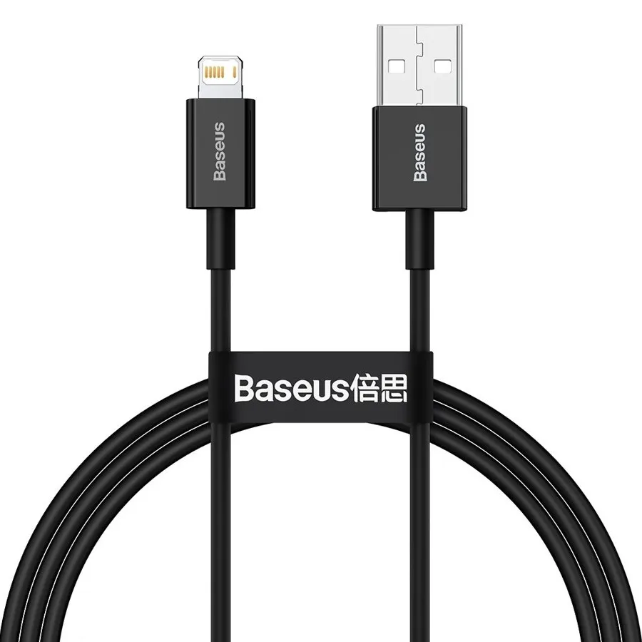 Кабель USB-Lightning 8-pin, быстрая зарядка, 2.4А, 20 Вт, 2 м, черный, Baseus Superior Series (CALYS-C01)