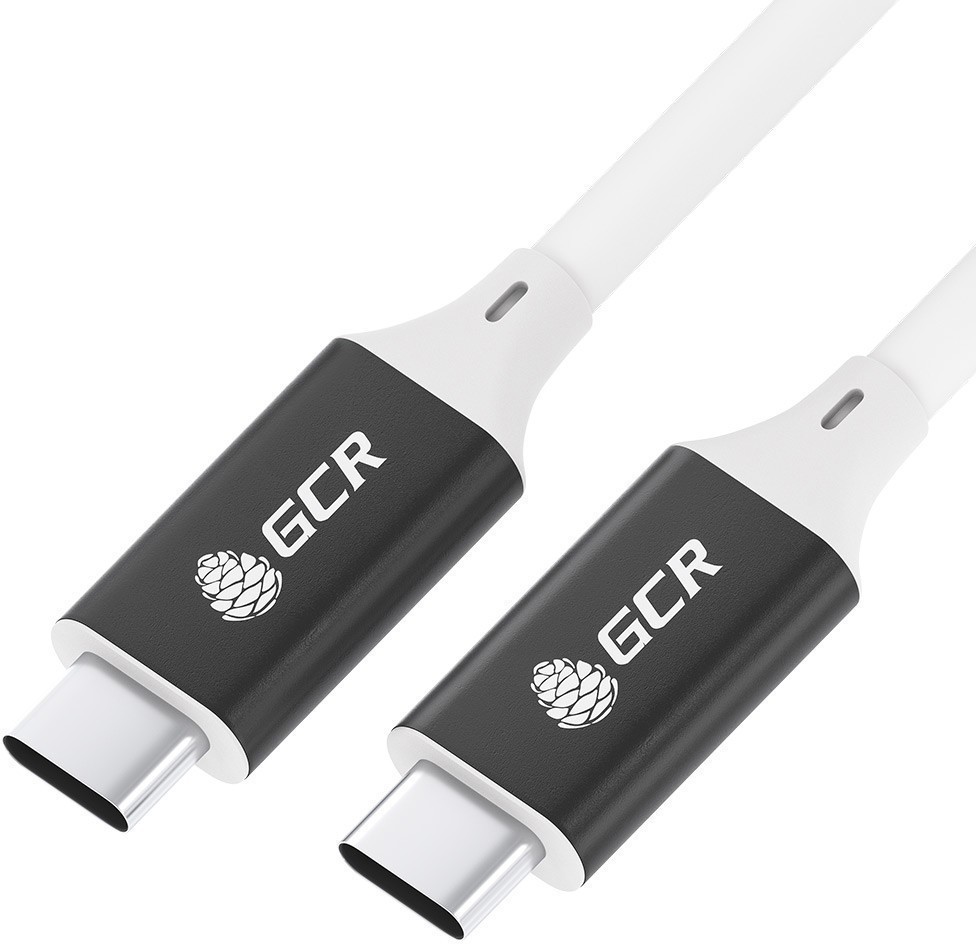 Кабель USB Type-C-USB Type-C, экранированный, быстрая зарядка, 5А, 100 Вт, 2 м, белый/черный, Greenconnect GCR-50867 (GCR-50867)