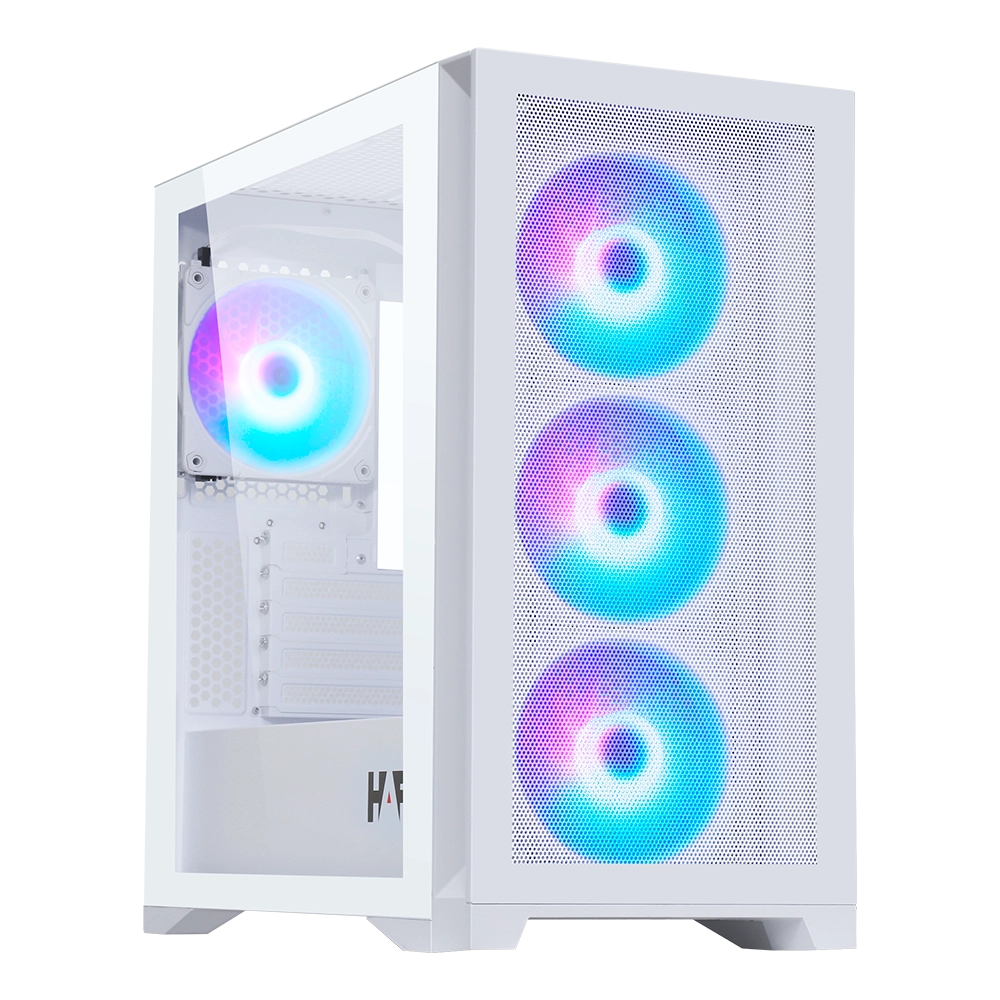 Корпус HAFF Glory Mini, mATX, Mini-Tower, USB 3.0, USB Type-C, RGB подсветка, белый, без БП (0012210769)