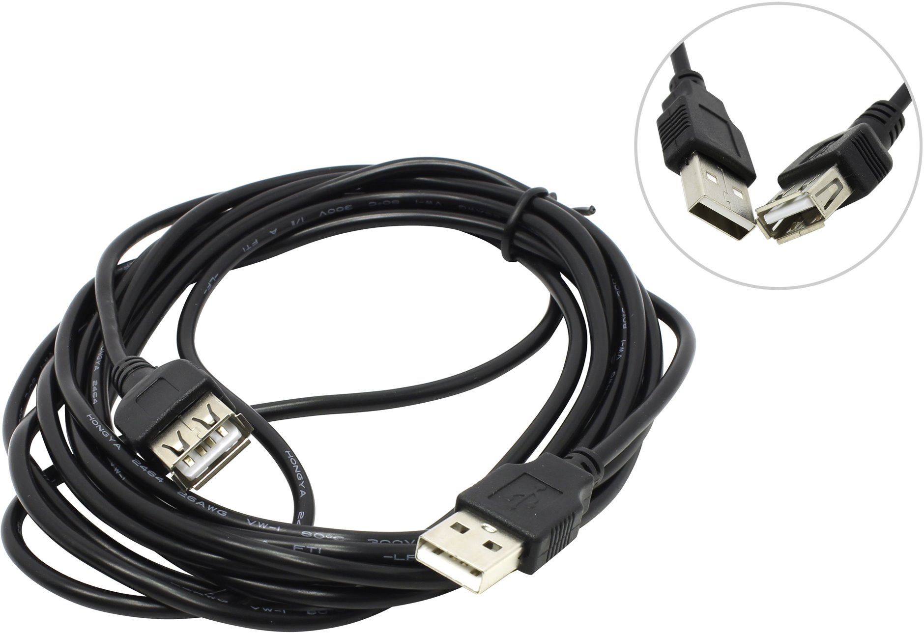 Кабель-удлинитель USB 2.0(Am)-USB 2.0(Af), 3м, черный Exegate (EX138944RUS)